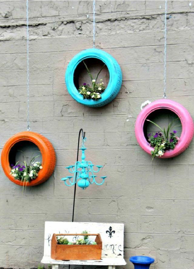 Hanging Tire Planters