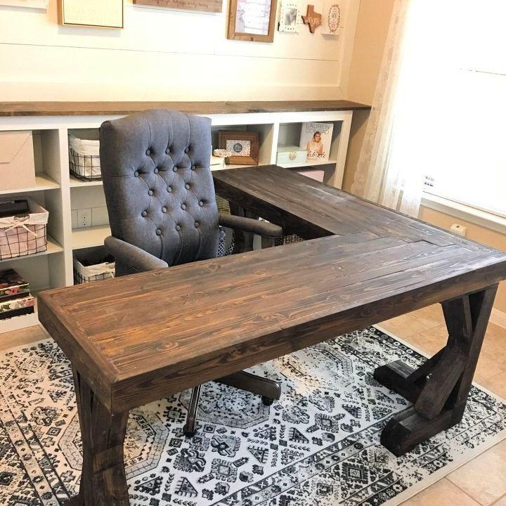 Homemade L Shaped Farmhouse Wood Desk