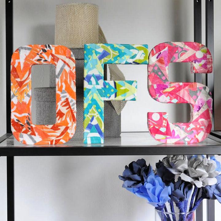 DIY Decoupage Letters  with Fabric