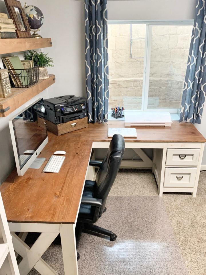 25 Free Diy L Shaped Desk Plans Ideas, Diy Built In Corner Desk And Shelves