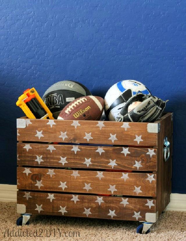 Industrial Wood Crate Box for Toy Storage