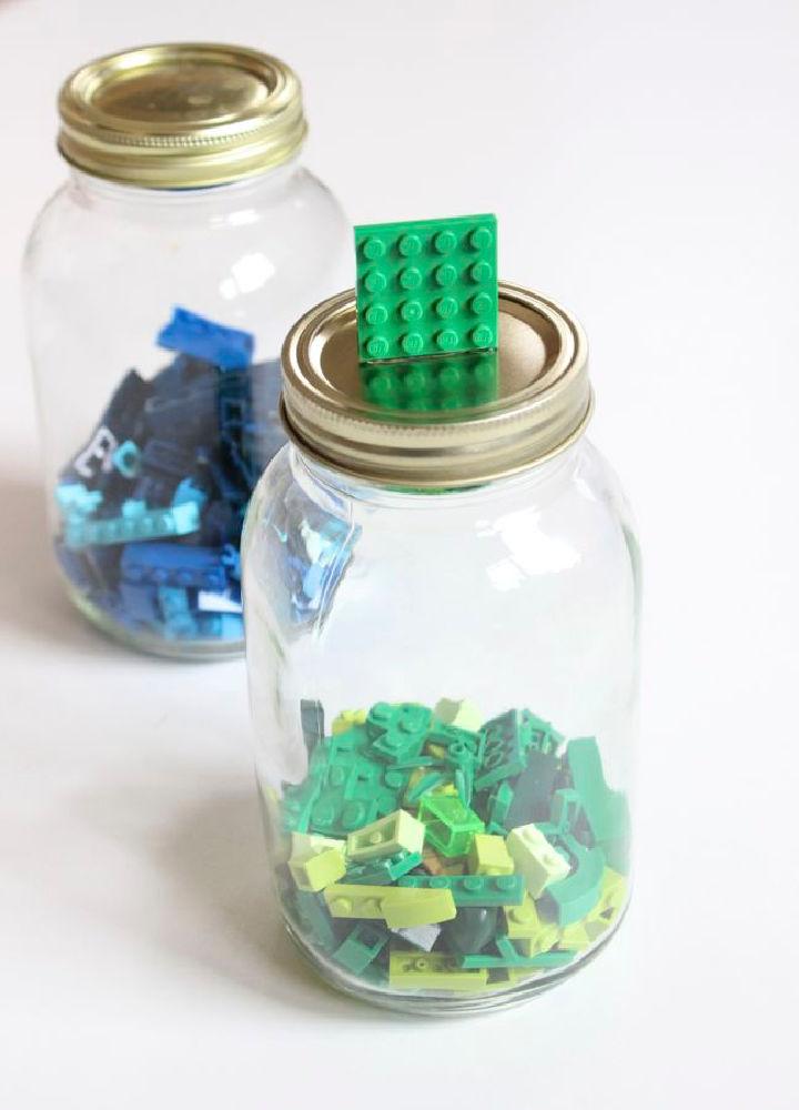 Lego Organizer Using Mason Jar