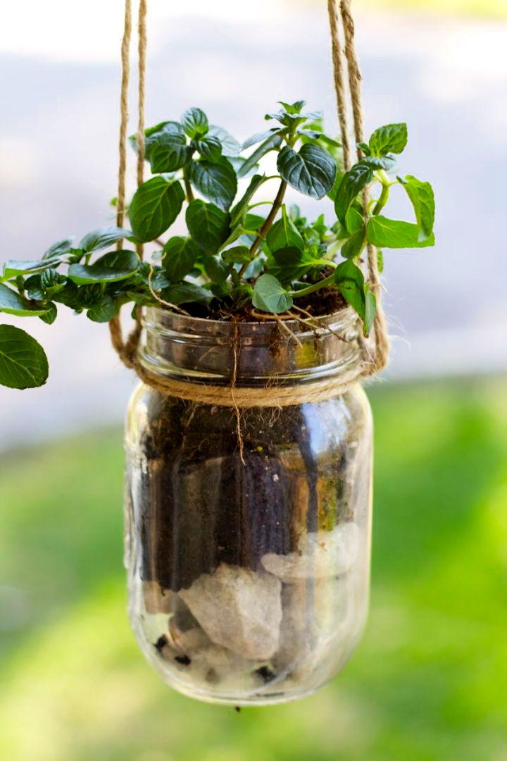 Mason Jar Hanging Herb Planter