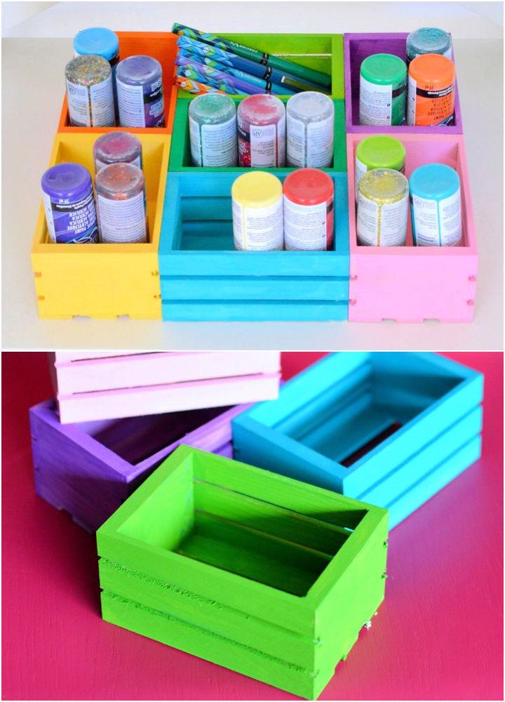 Mini Wood Crates Organizer for Craft Room