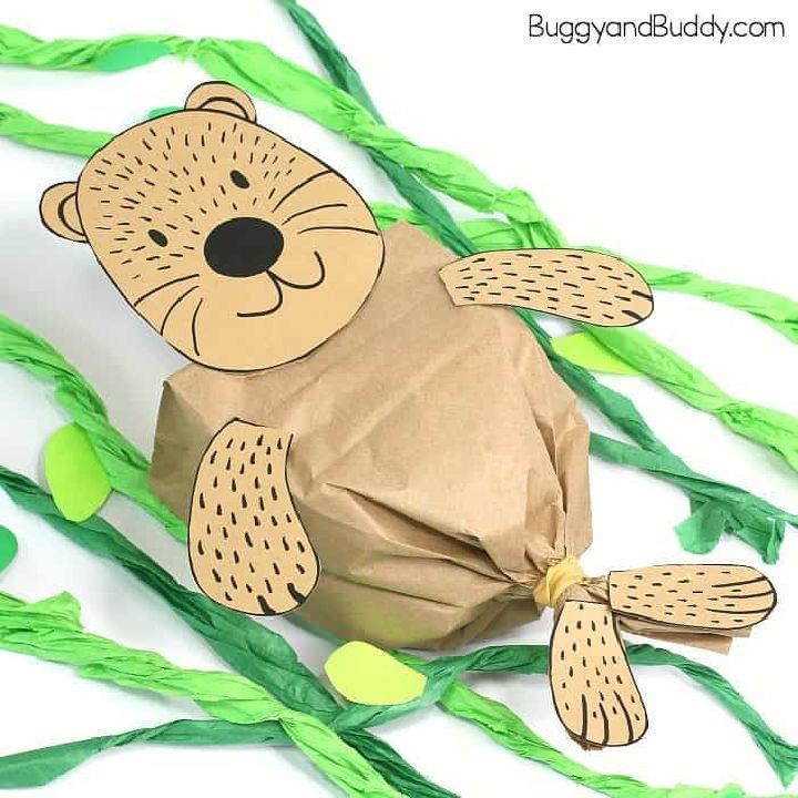 Paper Bag Sea Otter with Free Printable Template