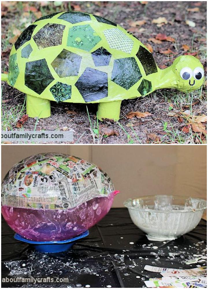 Paper Mache Patchwork Turtle for Elementary Students