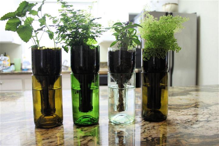 Recycled Wine Bottle Planters