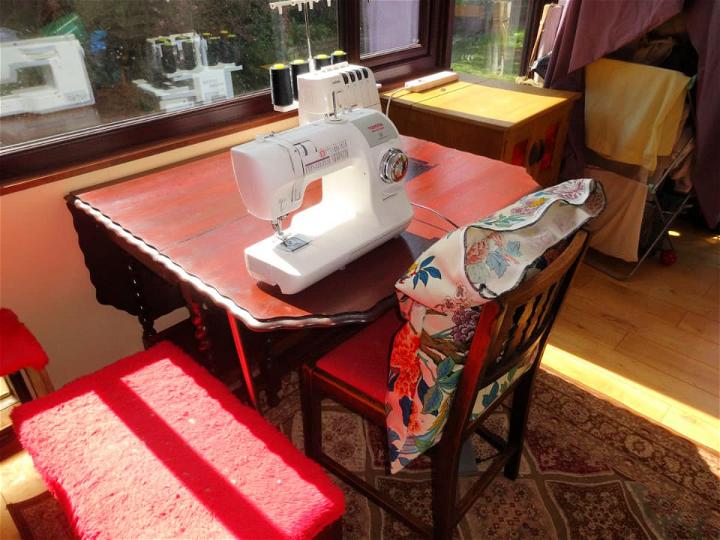 Repurpose an Oak Dining Table Into Sewing Table