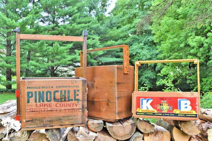 Repurposed Wood Crate Tote Caddy