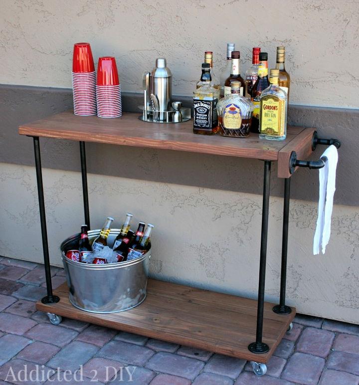 Rustic Industrial Bar Cart