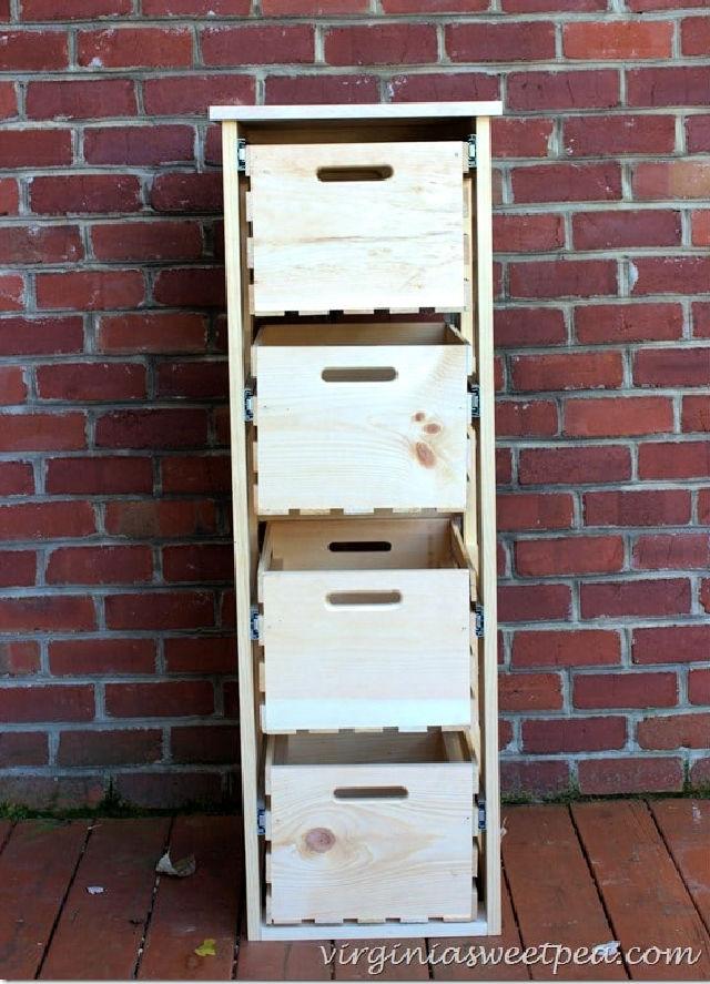 Sturdy Wooden Crate Cabinet with Sliding Drawers