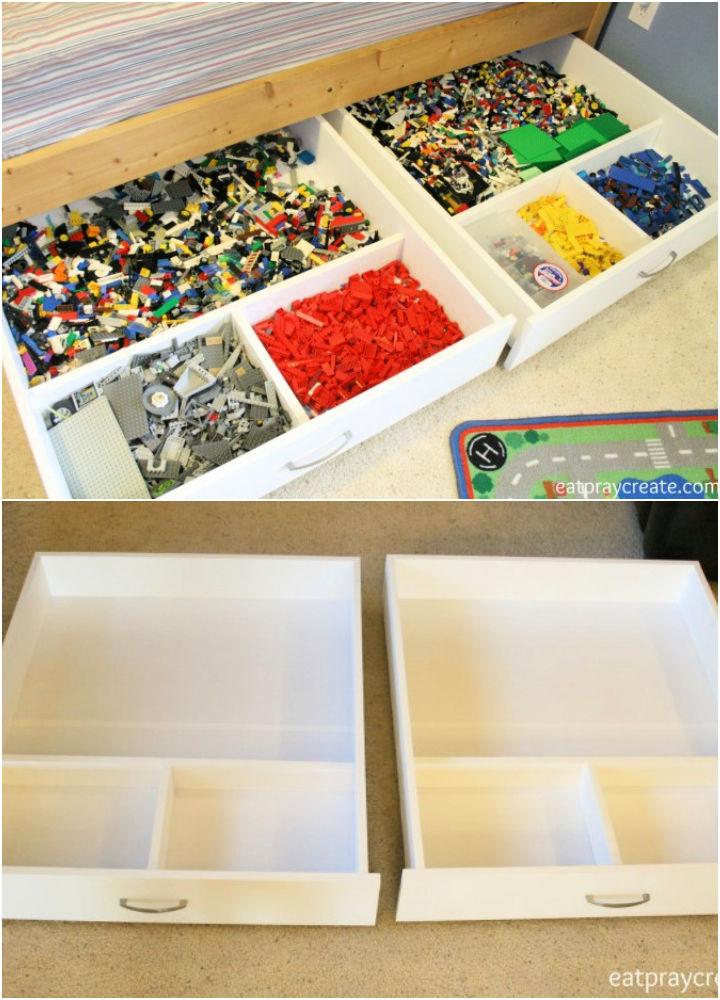 Under the Bed Rolling Lego Storage Drawers