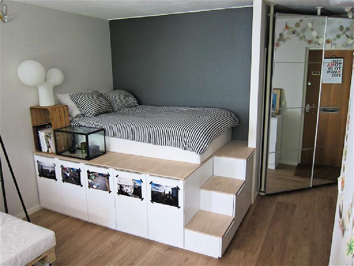 Unique Platform Bed Storage Idea