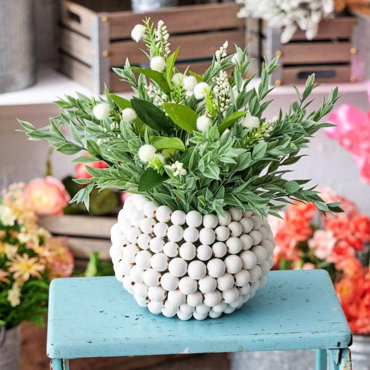 Wood Beaded Vase